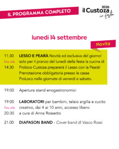 il programma di luned' 14 settembre